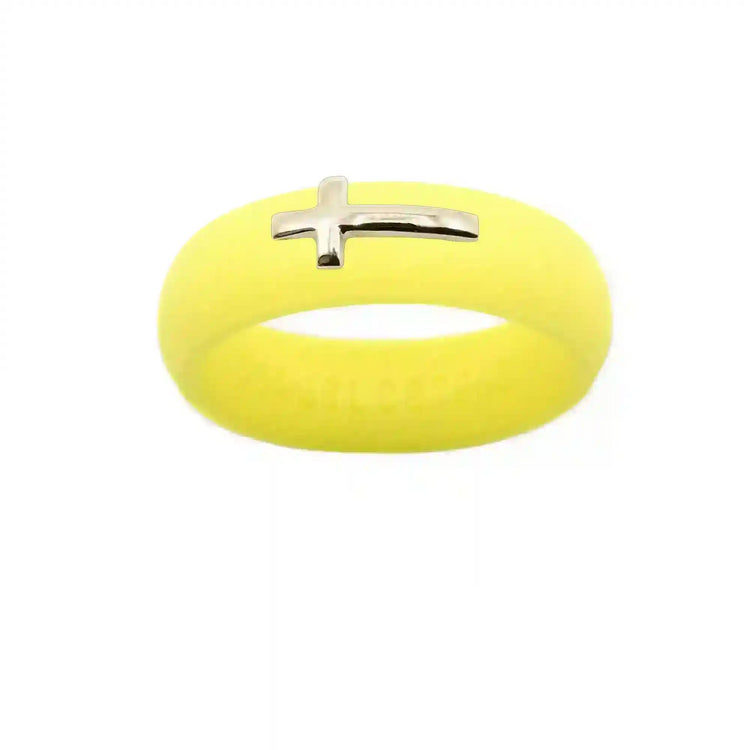 14K Sideways Cross Silicone Ring - Size 9