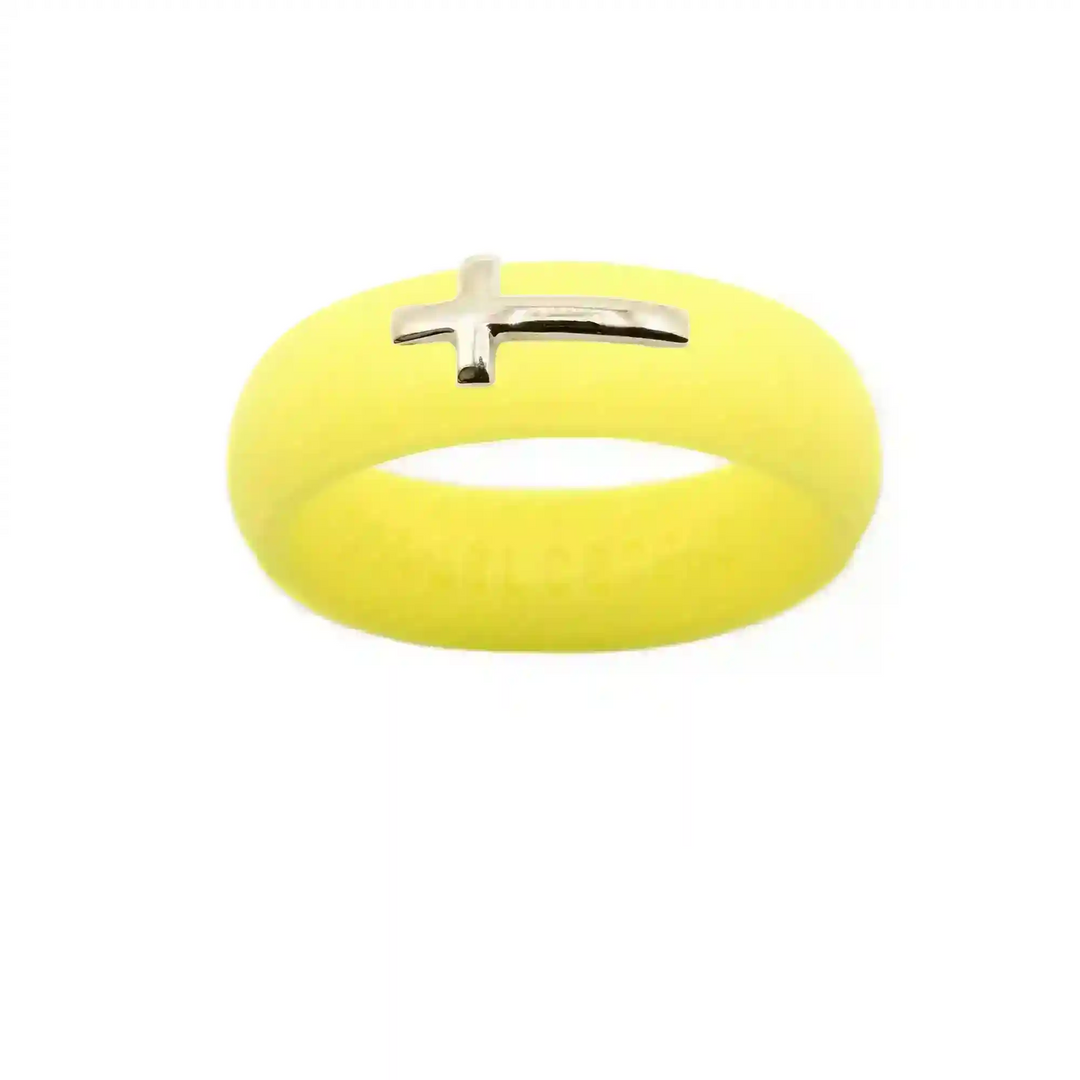 14K Sideways Cross Silicone Ring - Size 9