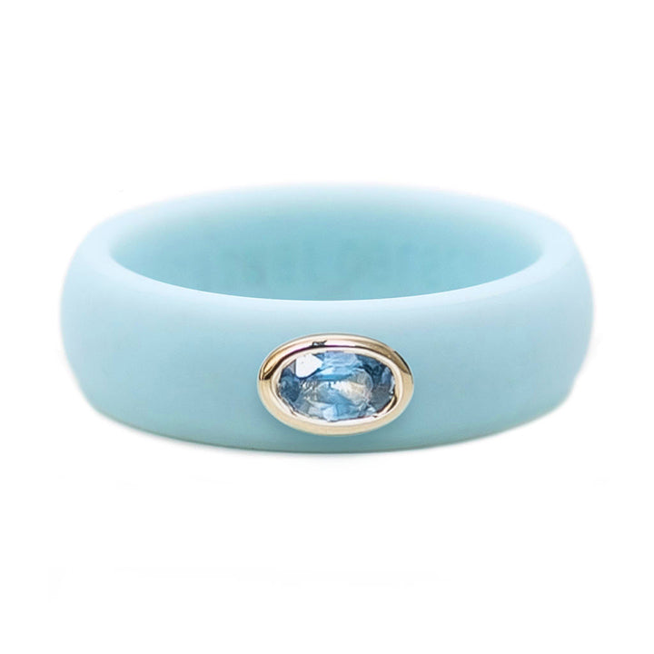 Blue Oval Sapphire Silicone Ring