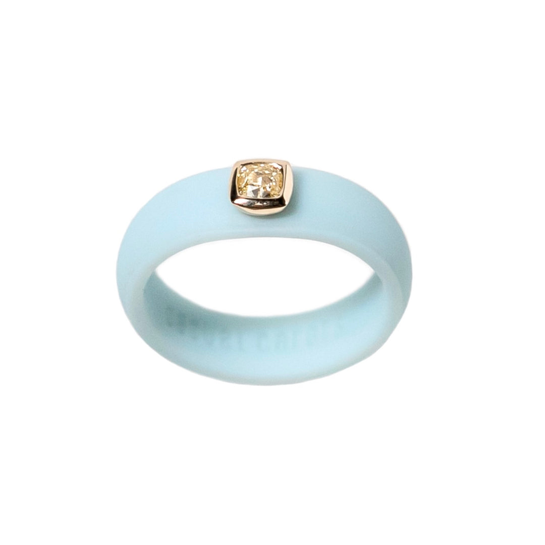 Cushion Yellow Diamond Silicone Ring