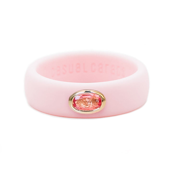 Pink Oval Sapphire Silicone Ring