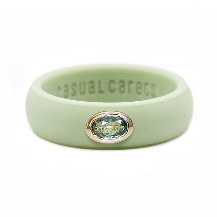 Green Oval Sapphire Silicone Ring