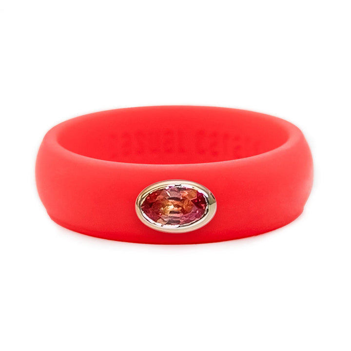 Red Oval Sapphire Silicone Ring