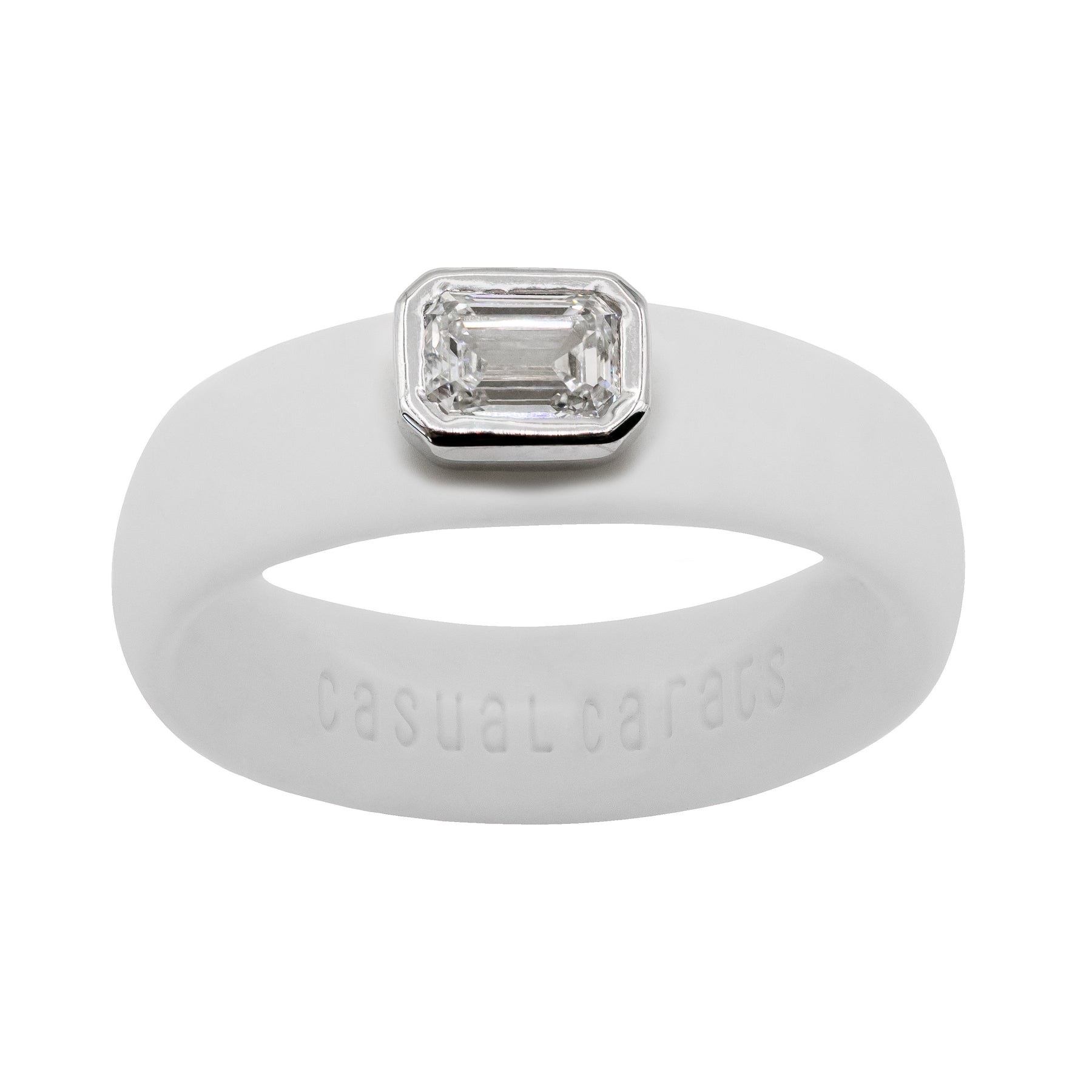 Emerald cut lab-grown diamond silicone ring