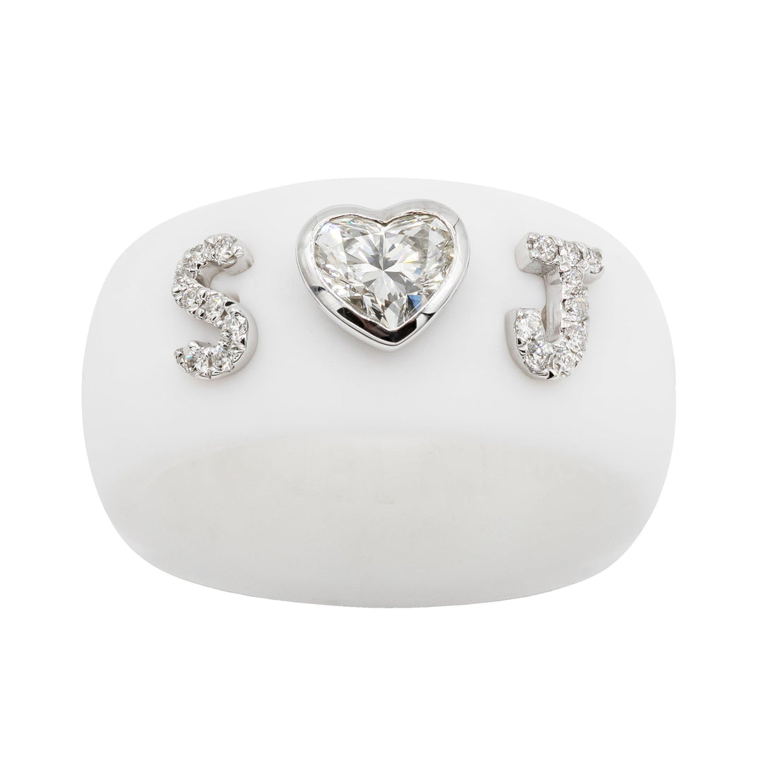 Custom Heart Shape Diamond and Initials Ring