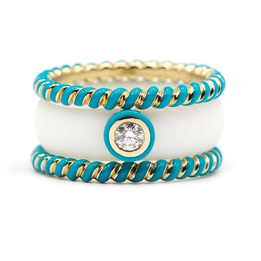 14K Turquoise Ceramic Bezel