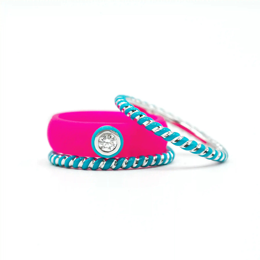 Sterling Silver Turquoise Ceramic LGD 0.10ct. Bezel