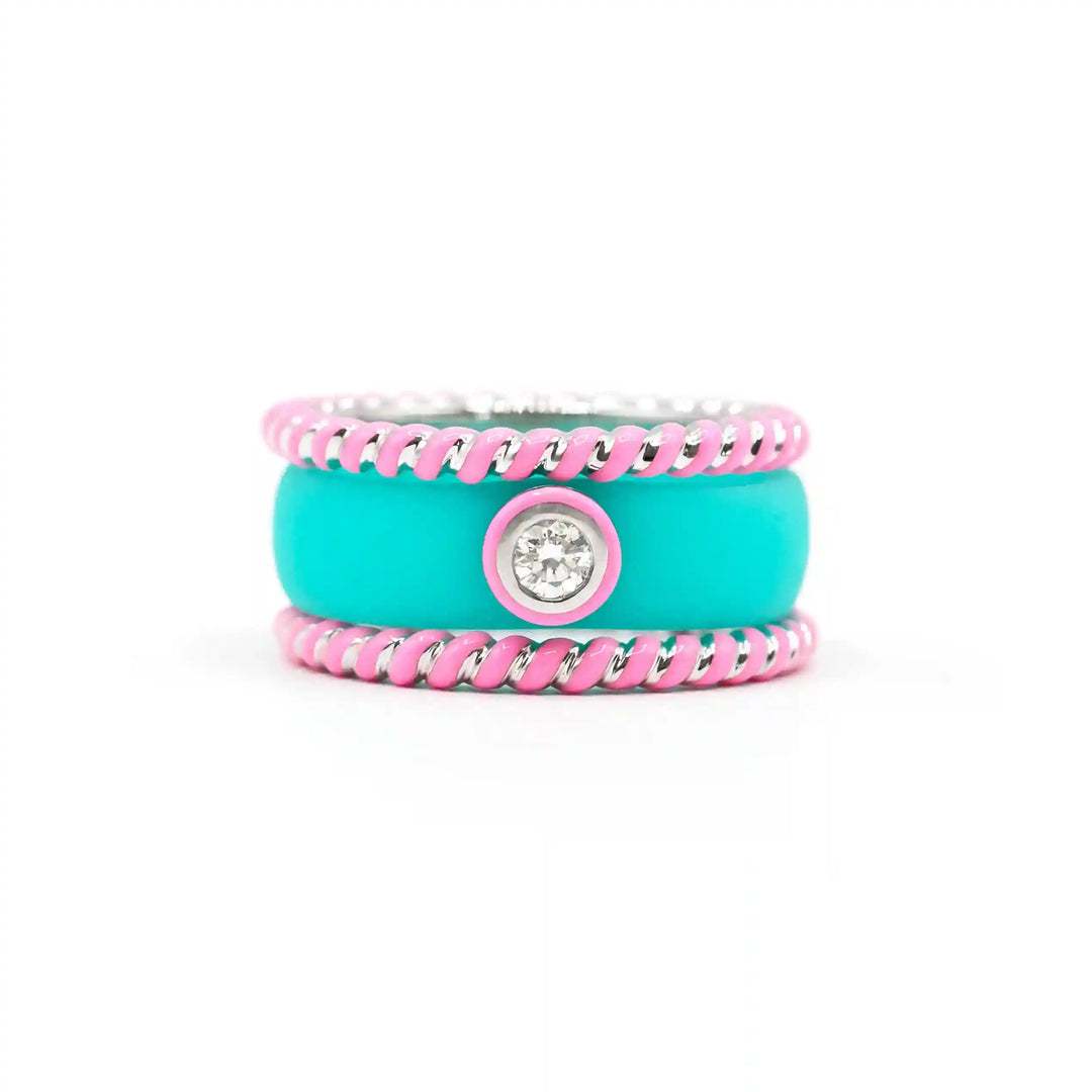Sterling Silver Bubble Gum Ceramic LGD 0.10ct. Bezel