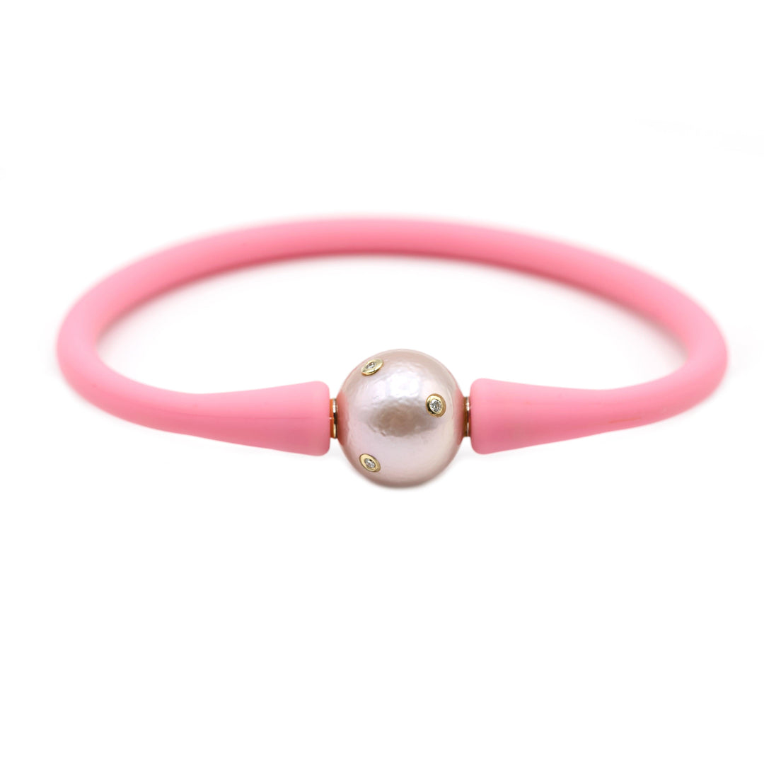 Pink Freshwater Pearl with Diamonds