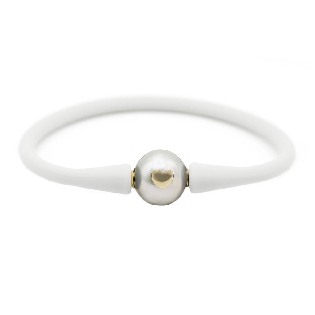 14K Heart Studded Freshwater Pearl Bracelet