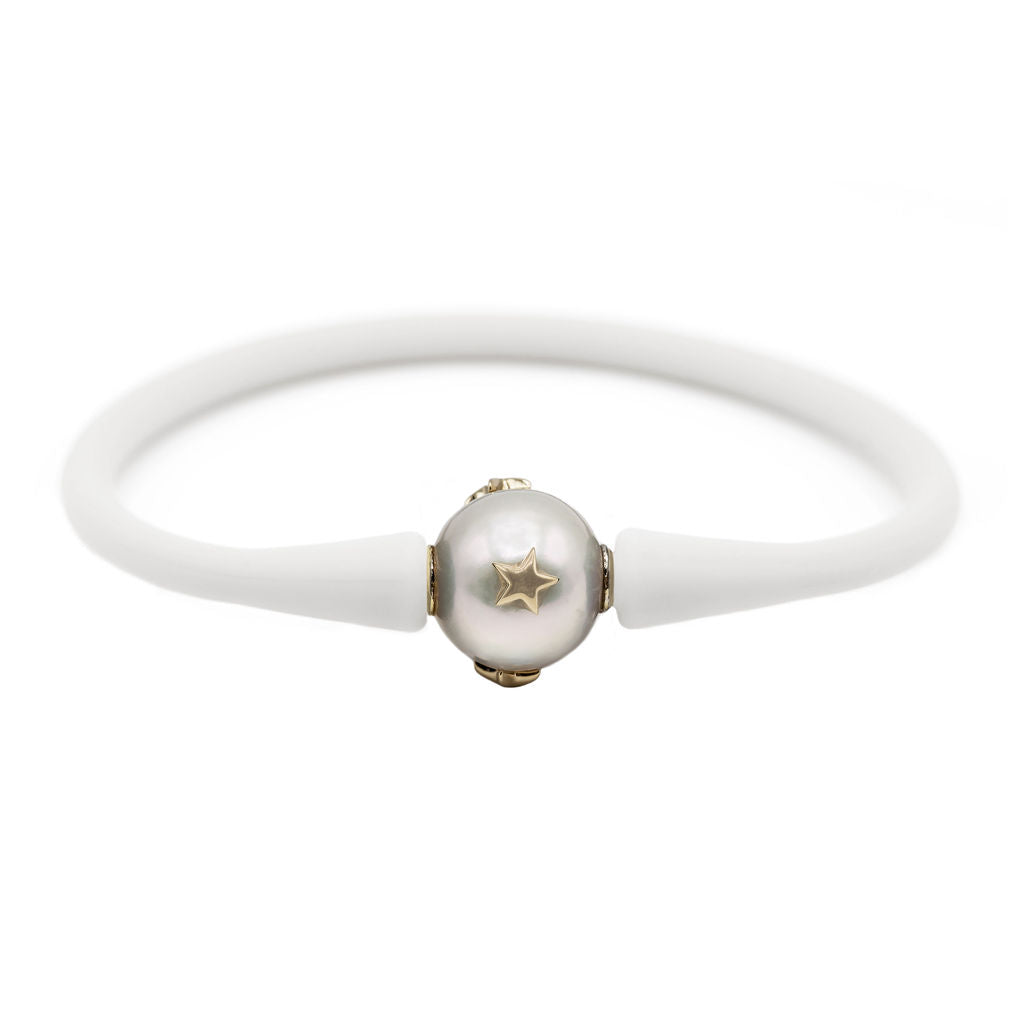 14K Star Studded Freshwater Pearl Bracelet