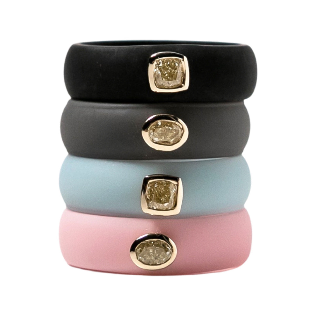 Cushion Yellow Diamond Silicone Ring