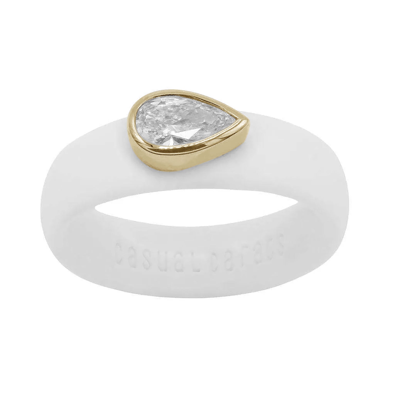 Pear-shaped lab-grown diamond ring in 14K white gold