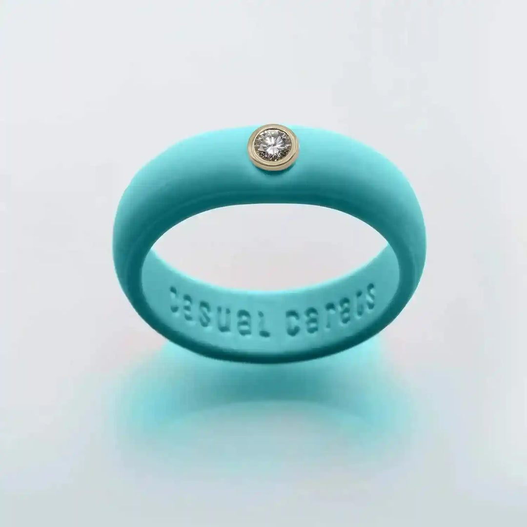 Aqua Blue Diamond Silicone Ring