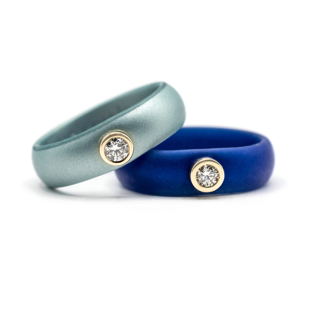 Glacier Blue Metallic Diamond Silicone Ring