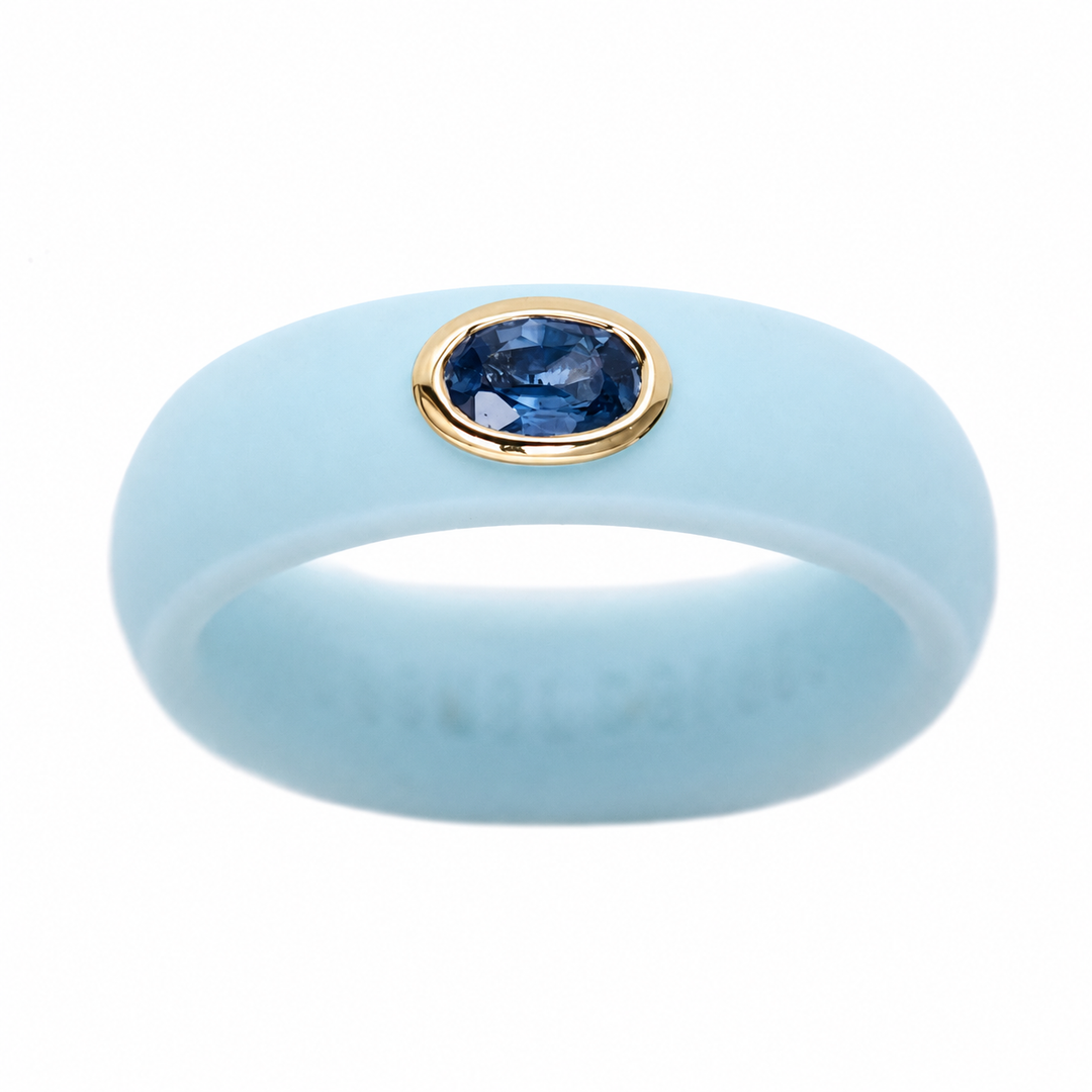Blue Oval Sapphire Silicone Ring