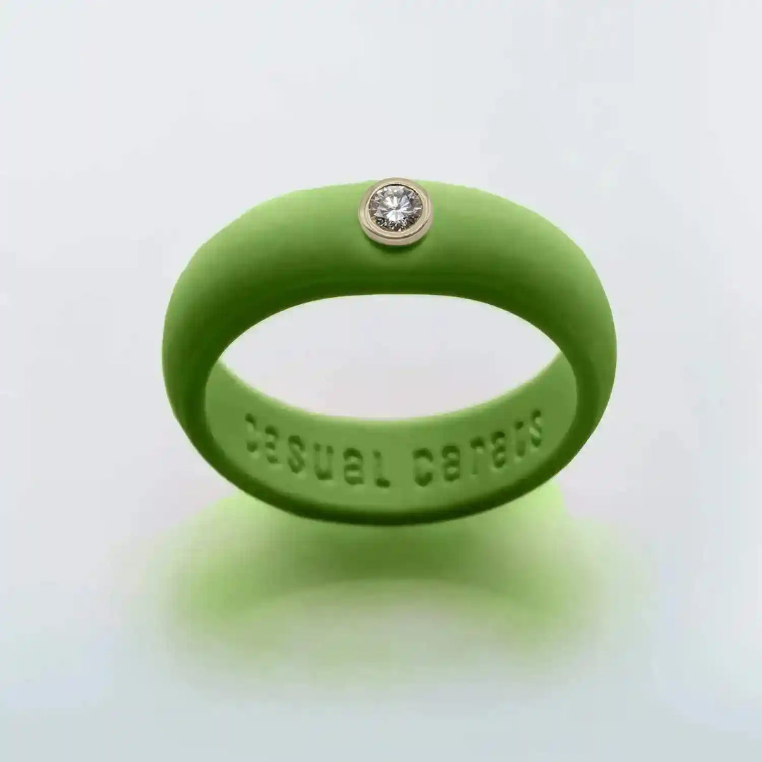 Olive Green Diamond Silicone Ring