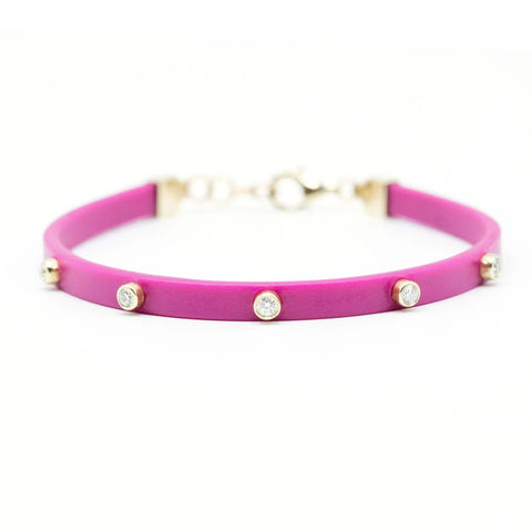 Magenta Diamond and Rubber Bracelet