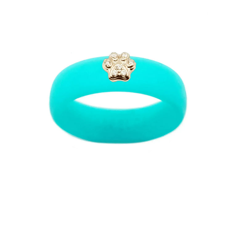 Diamond Paw Print Silicone Ring - Size 4