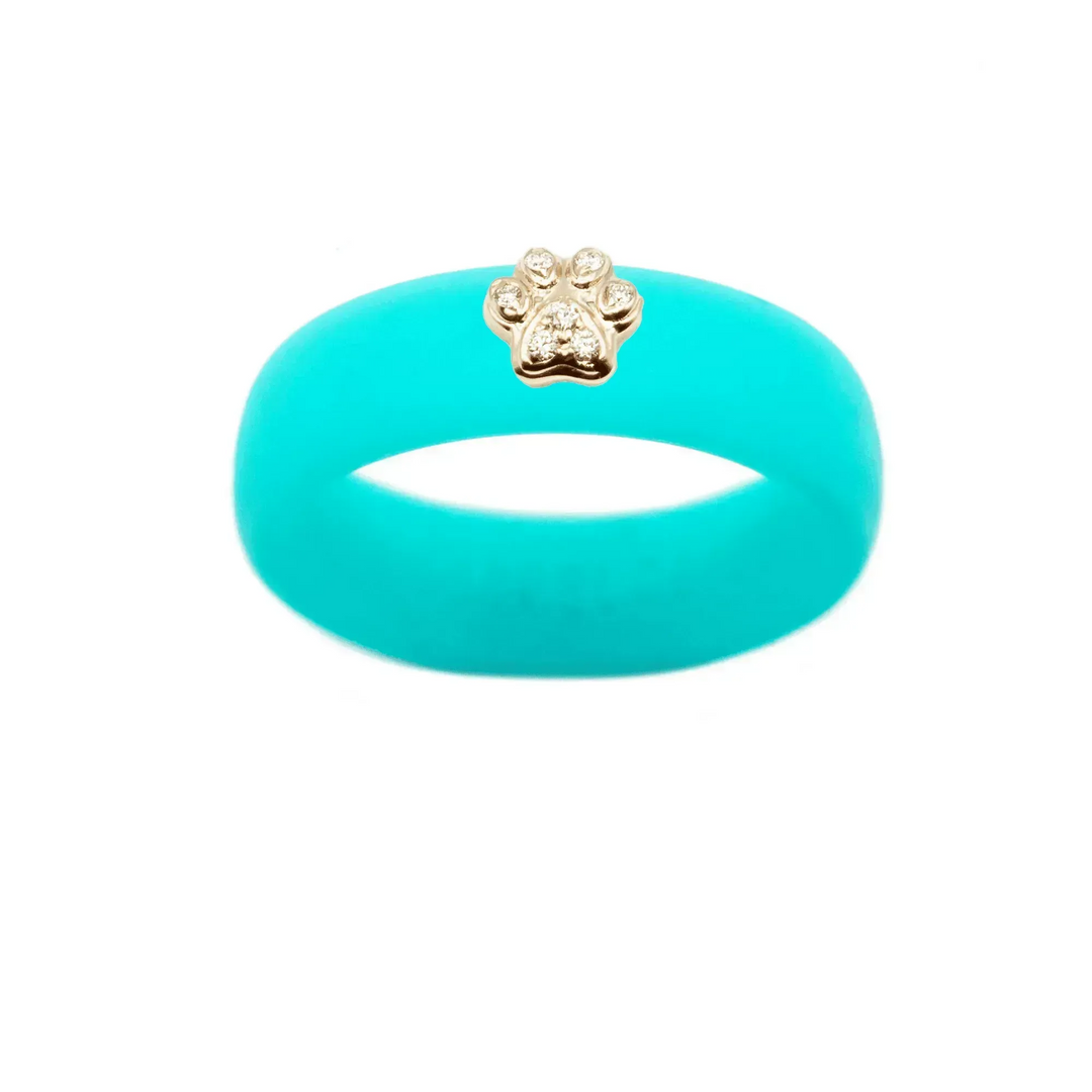 Diamond Paw Print Silicone Ring - Size 4