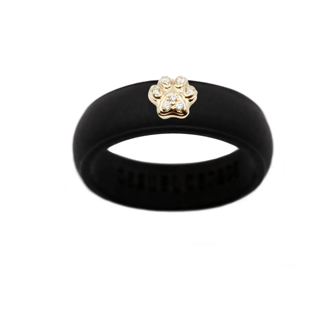 Diamond Paw Print Silicone Ring - Size 5