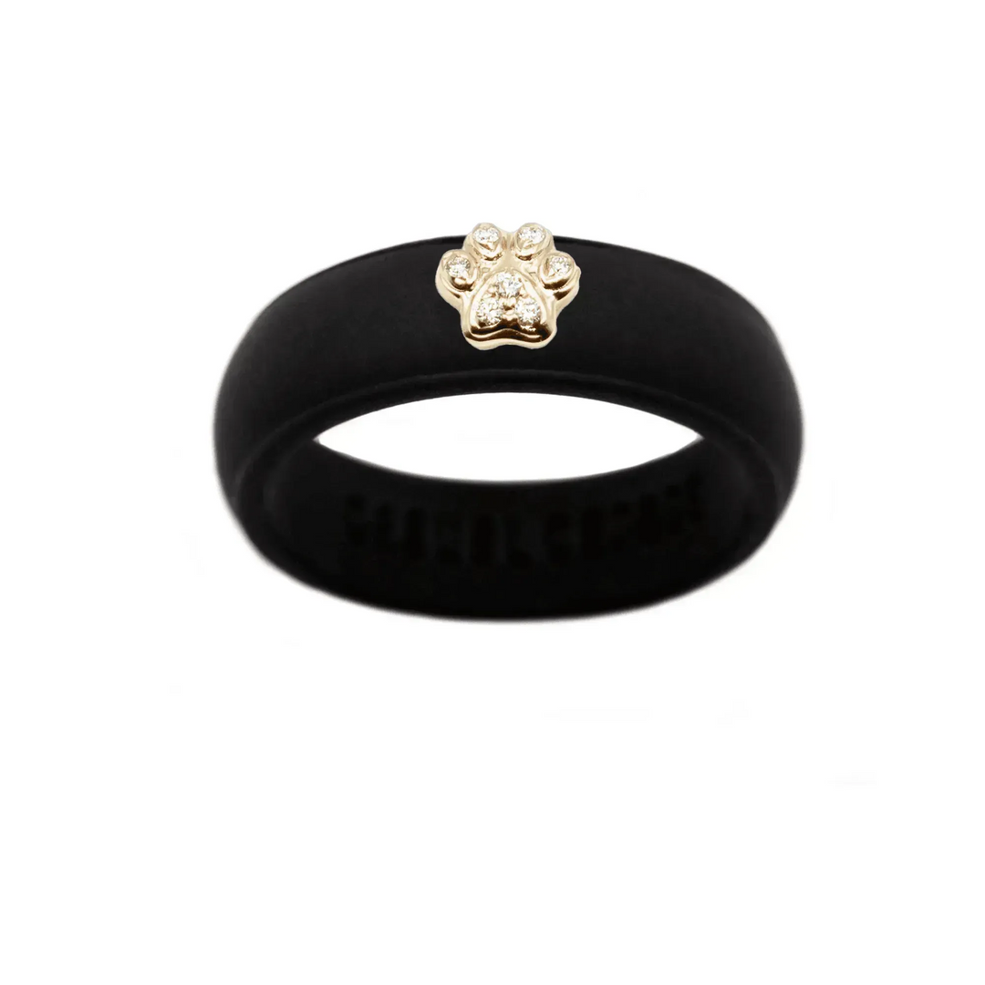 Diamond Paw Print Silicone Ring - Size 4