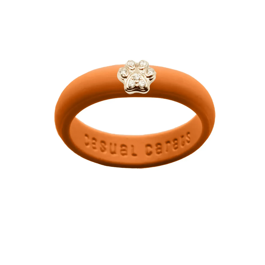 Diamond Paw Print Silicone Ring - Size 8