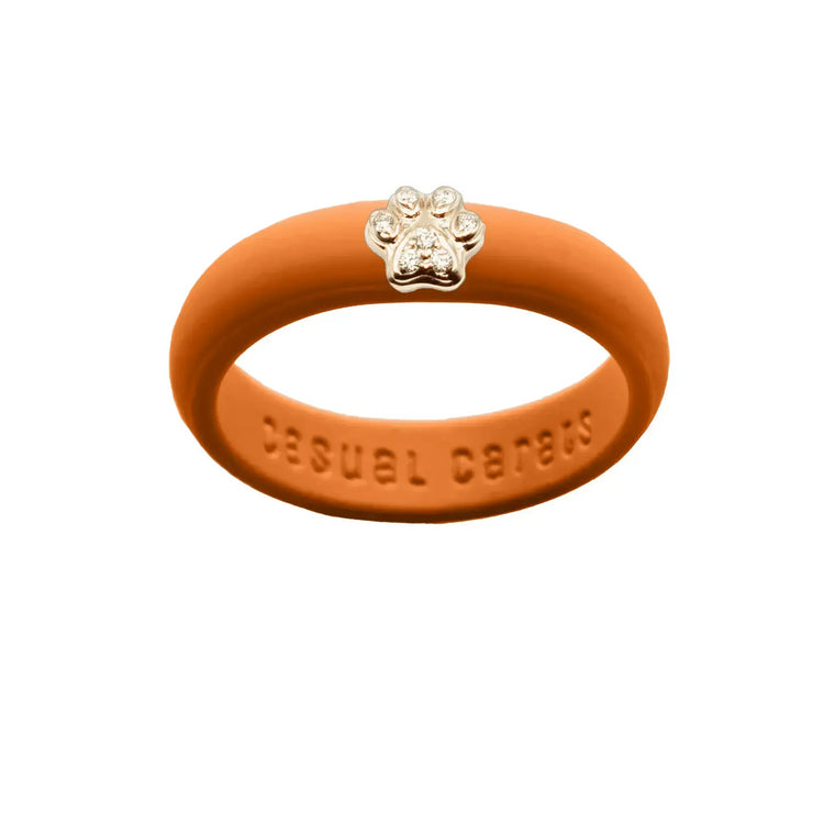 Diamond Paw Print Silicone Ring - Size 4