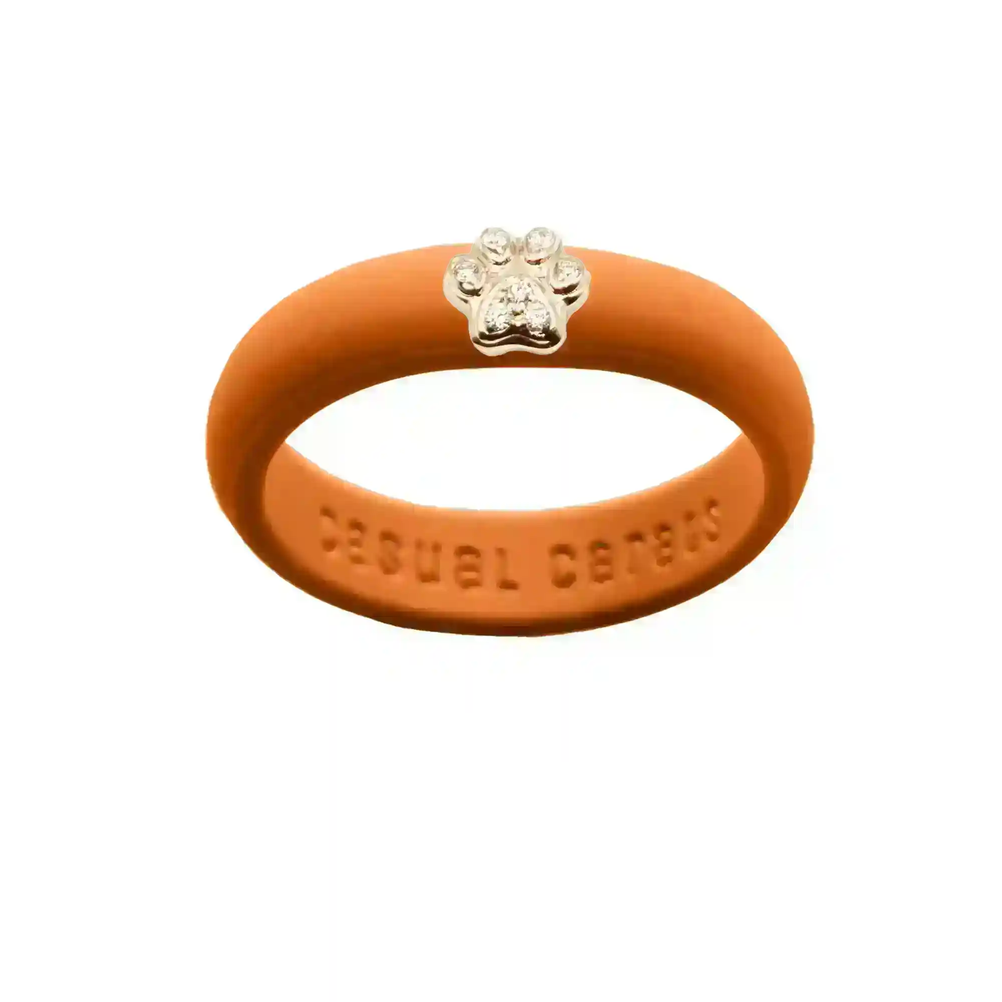 Diamond Paw Print Silicone Ring - Size 6
