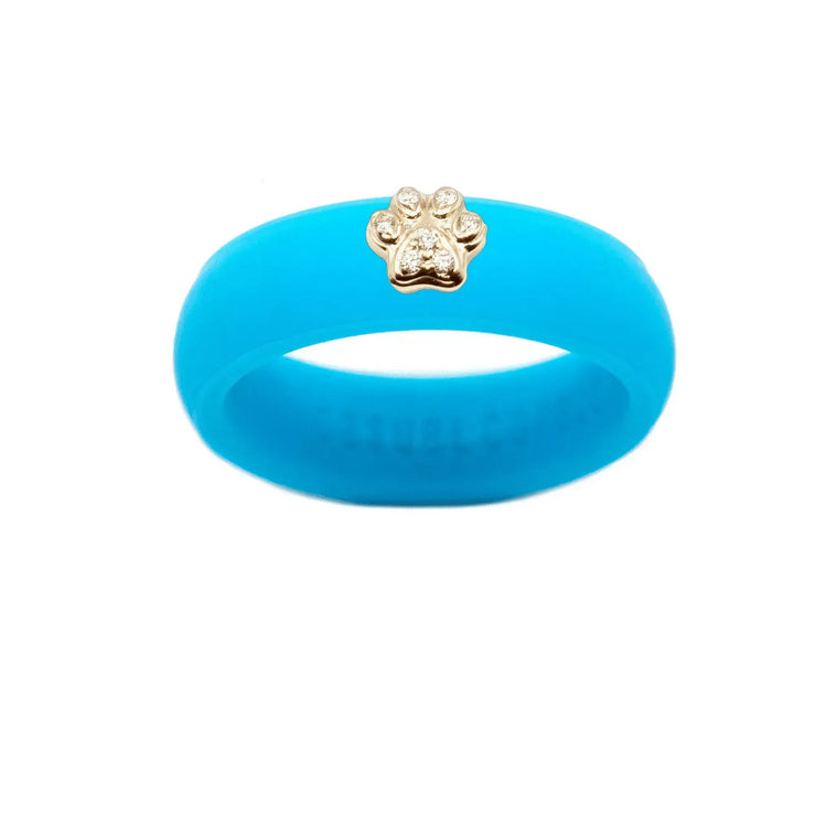 Diamond Paw Print Silicone Ring - Size 4