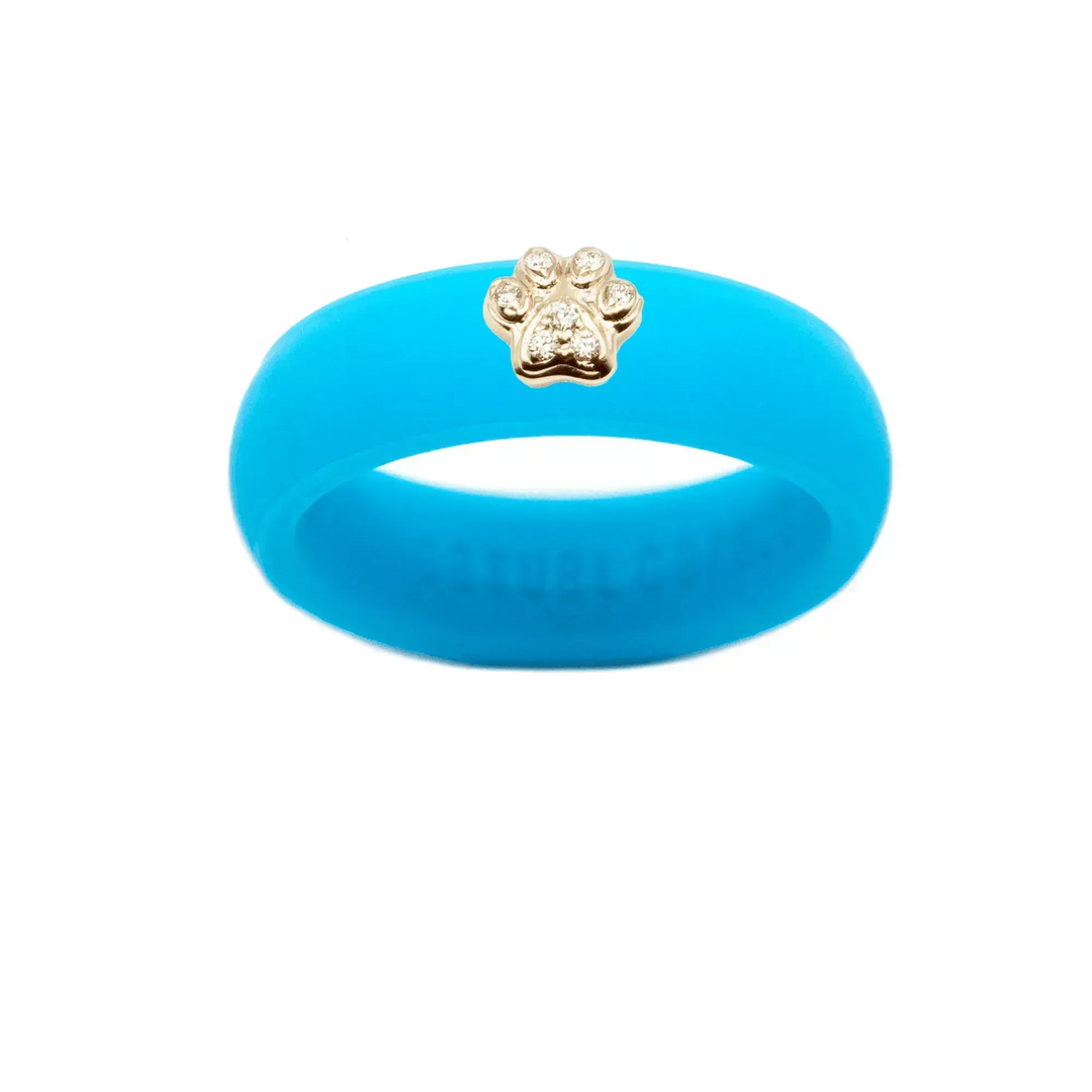 Diamond Paw Print Silicone Ring - Size 4