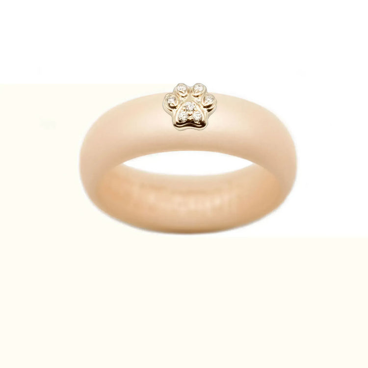 Diamond Paw Print Silicone Ring - Size 5