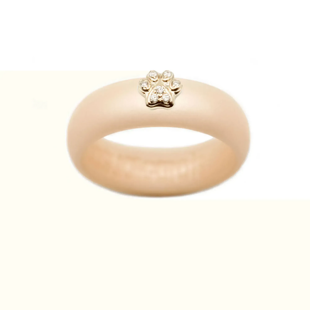 Diamond Paw Print Silicone Ring - Size 5