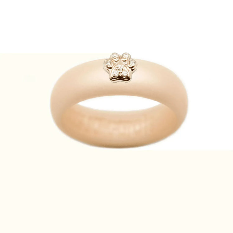 Diamond Paw Print Silicone Ring - Size 4