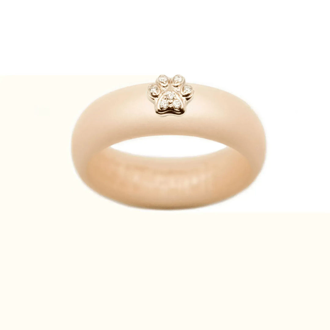 Diamond Paw Print Silicone Ring - Size 4
