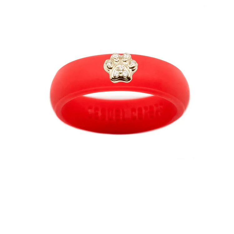 Diamond Paw Print Silicone Ring - Size 4