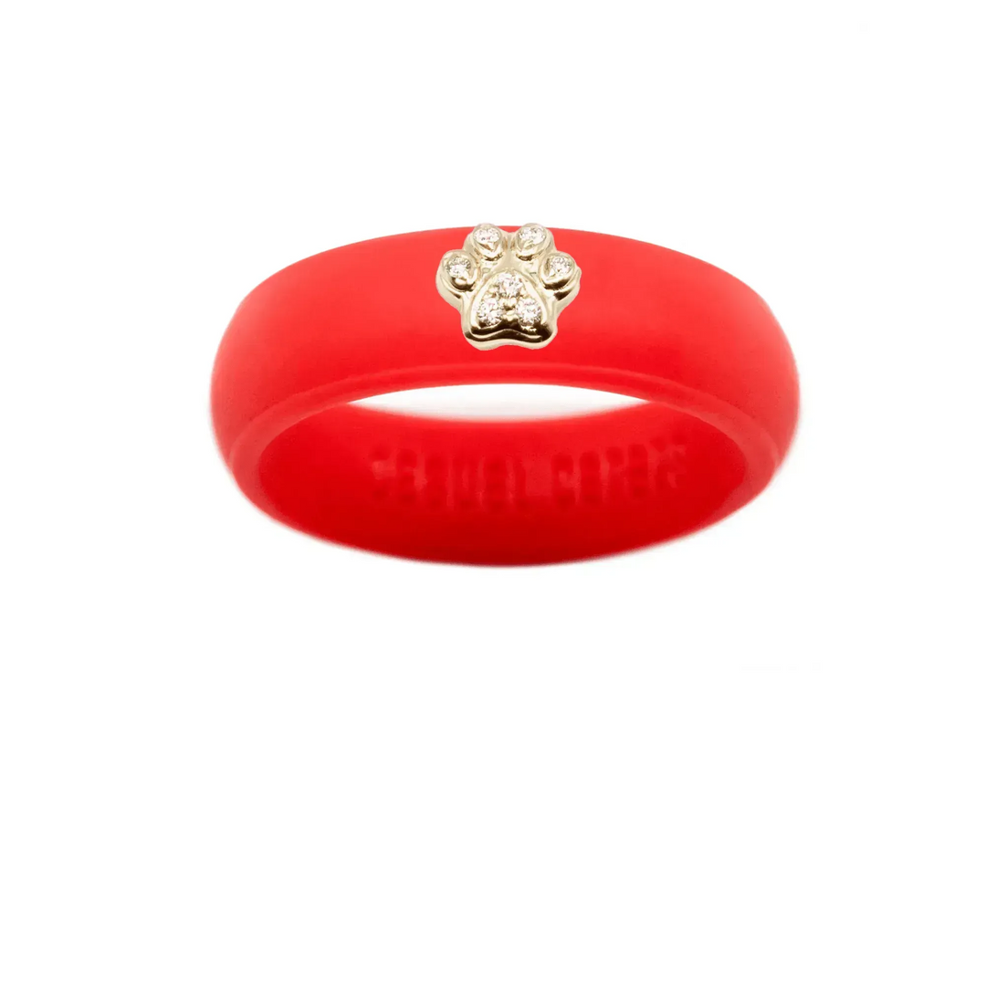 Diamond Paw Print Silicone Ring - Size 4