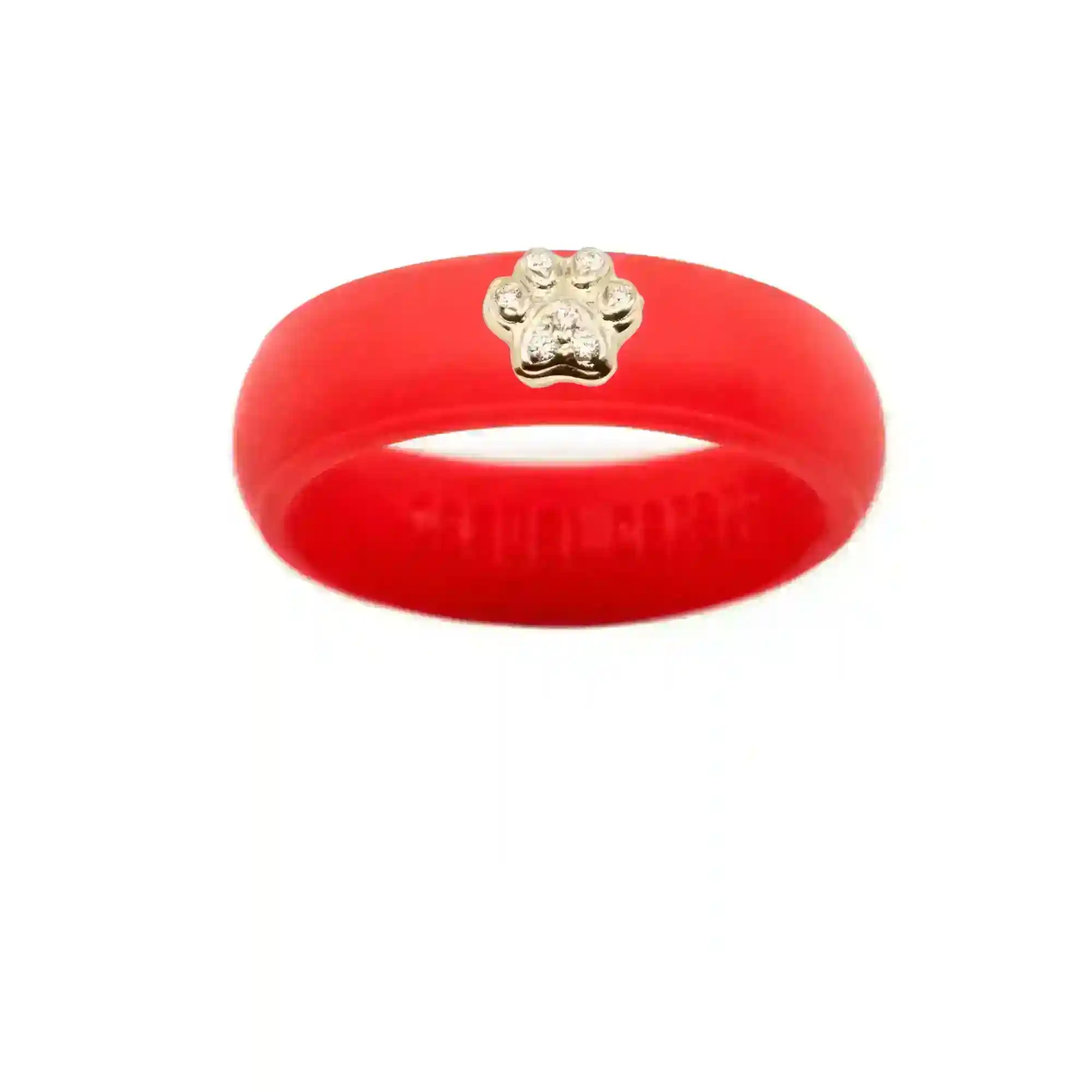 Diamond Paw Print Silicone Ring - Size 7
