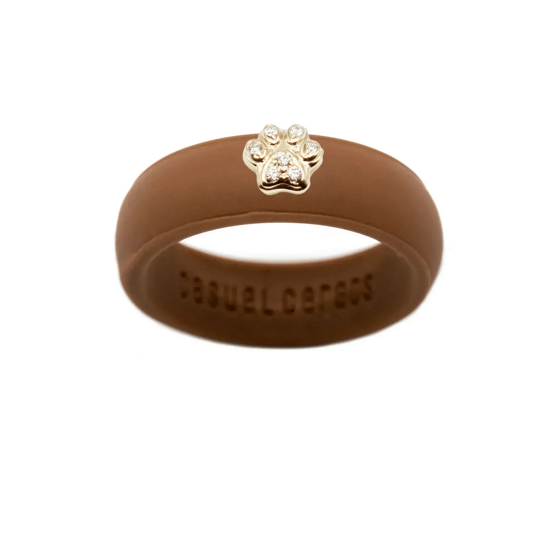 Diamond Paw Print Silicone Ring - Size 5