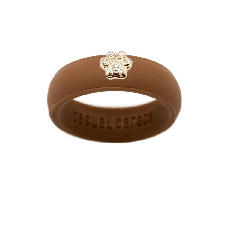 Diamond Paw Print Silicone Ring - Size 4