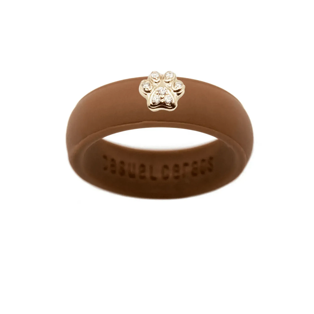 Diamond Paw Print Silicone Ring - Size 4