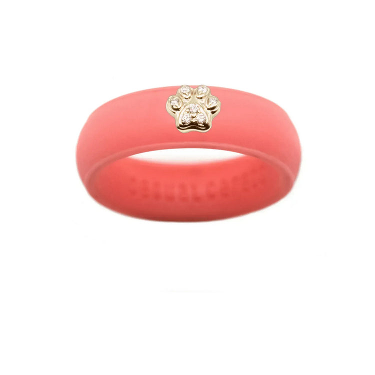 Diamond Paw Print Silicone Ring - Size 4