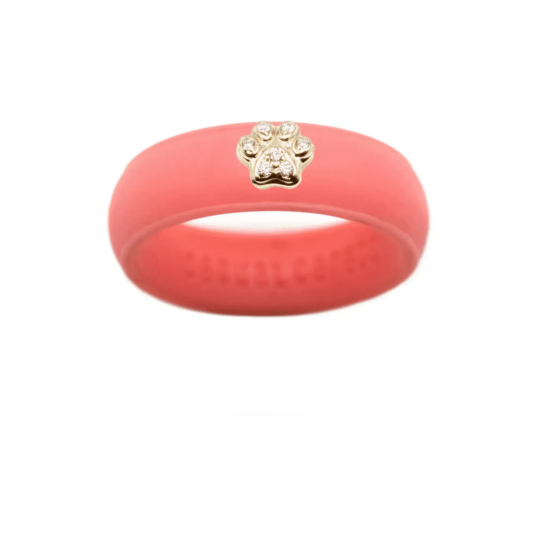 Diamond Paw Print Silicone Ring - Size 4