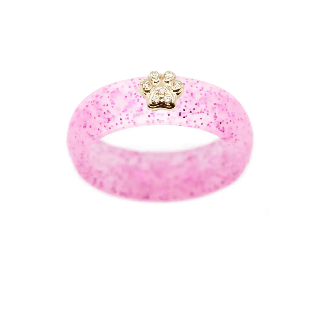 Diamond Paw Print Silicone Ring - Size 8