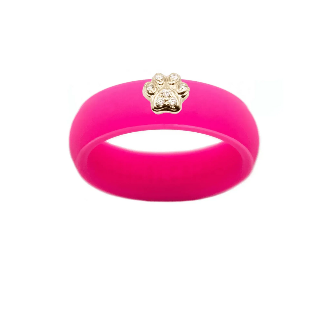 Diamond Paw Print Silicone Ring - Size 8