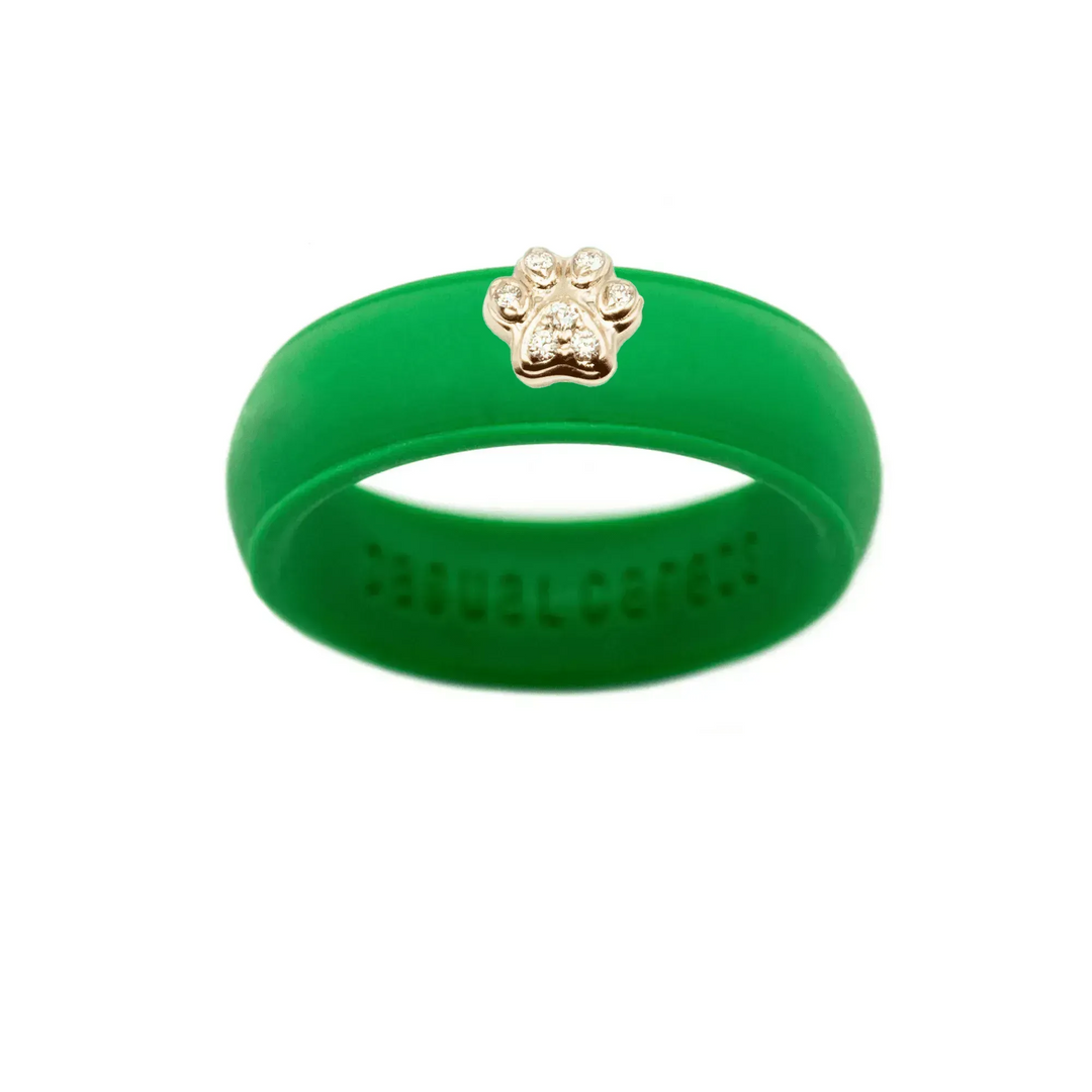 Diamond Paw Print Silicone Ring - Size 5