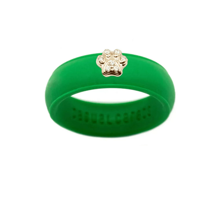 Diamond Paw Print Silicone Ring - Size 4