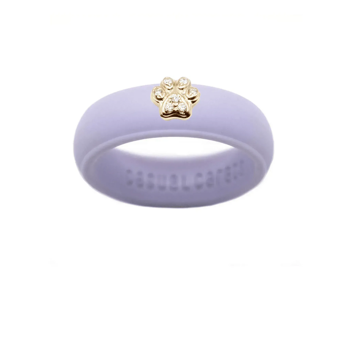 Diamond Paw Print Silicone Ring - Size 8