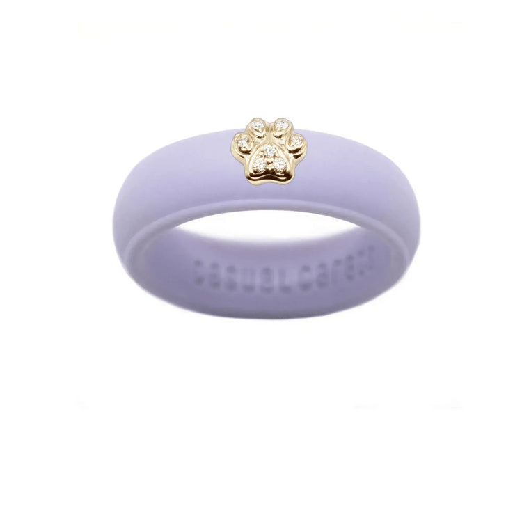 Diamond Paw Print Silicone Ring - Size 4