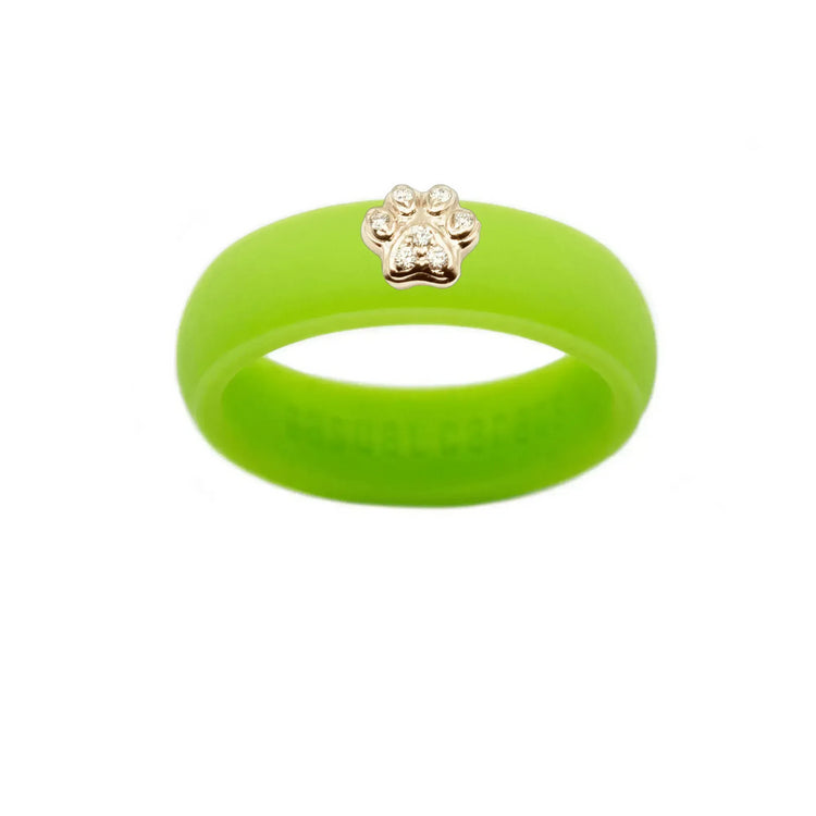 Diamond Paw Print Silicone Ring - Size 4